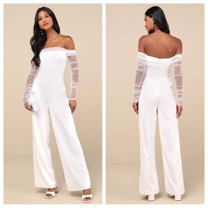Lulus Eternal Bliss White Tulle Off-the-Shoulder Wide-Leg
Jumpsuit
